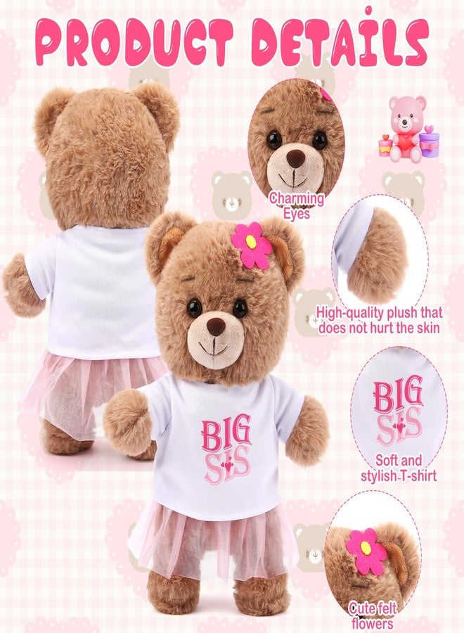 Civaner Big Sister Gifts for Girls 9.8" Bear Stuffed Animal with Removable White T-Shirt Pink Skirt Big Sister Plush Bear to Celebrate Girl Promoted to Sis Newborn Siblings Baby Shower Birthday Gift - Image 4